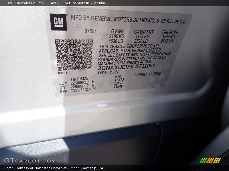 Silver Ice Metallic / Jet Black 2020 Chevrolet Equinox LT AWD
