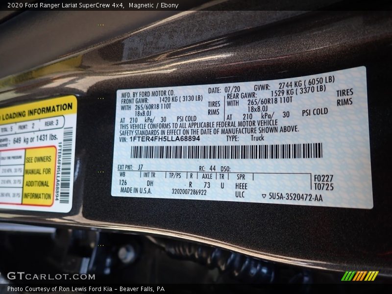 Magnetic / Ebony 2020 Ford Ranger Lariat SuperCrew 4x4