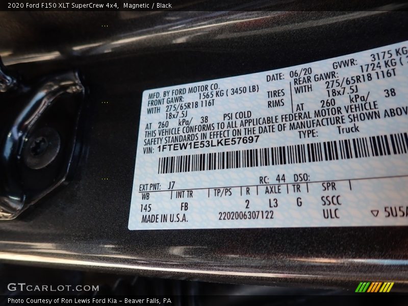 Magnetic / Black 2020 Ford F150 XLT SuperCrew 4x4