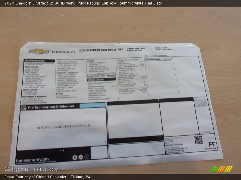 Summit White / Jet Black 2020 Chevrolet Silverado 2500HD Work Truck Regular Cab 4x4