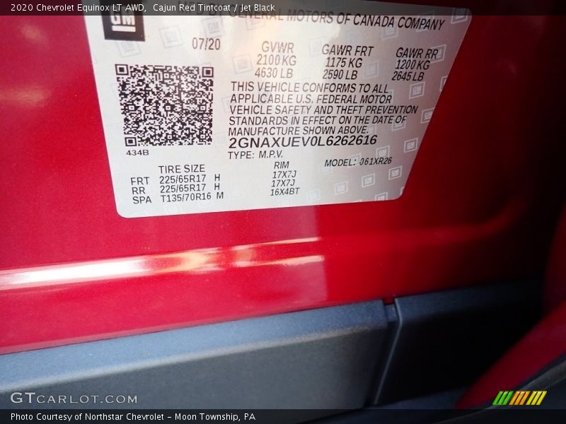 Cajun Red Tintcoat / Jet Black 2020 Chevrolet Equinox LT AWD