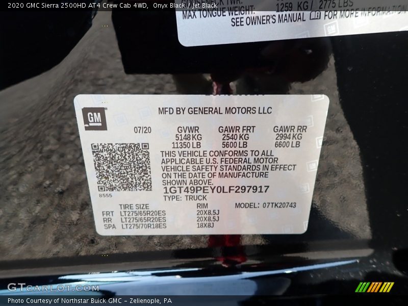 Onyx Black / Jet Black 2020 GMC Sierra 2500HD AT4 Crew Cab 4WD