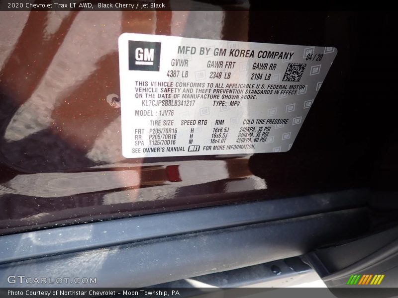 Black Cherry / Jet Black 2020 Chevrolet Trax LT AWD