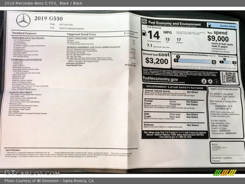 Black / Black 2019 Mercedes-Benz G 550
