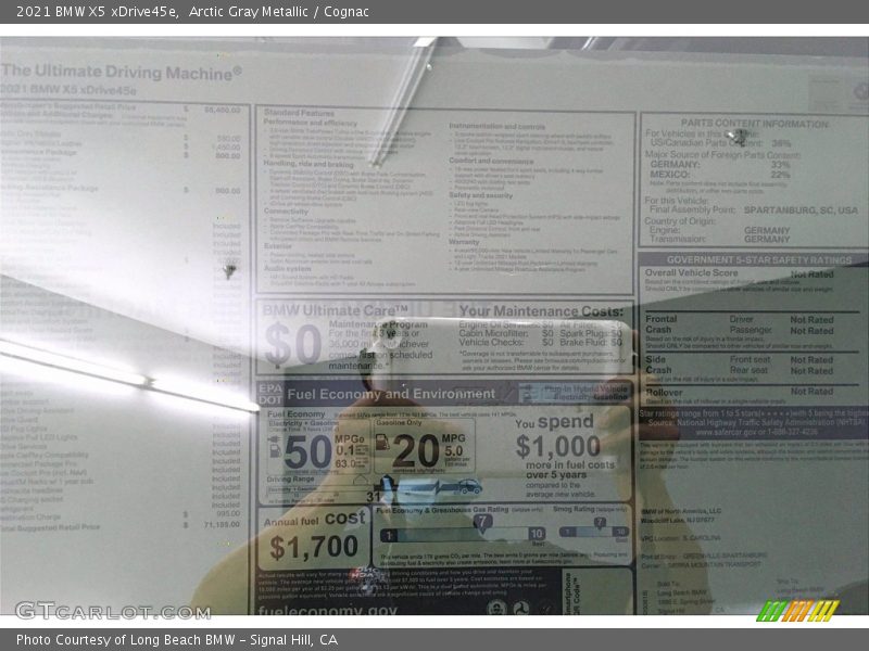 Arctic Gray Metallic / Cognac 2021 BMW X5 xDrive45e