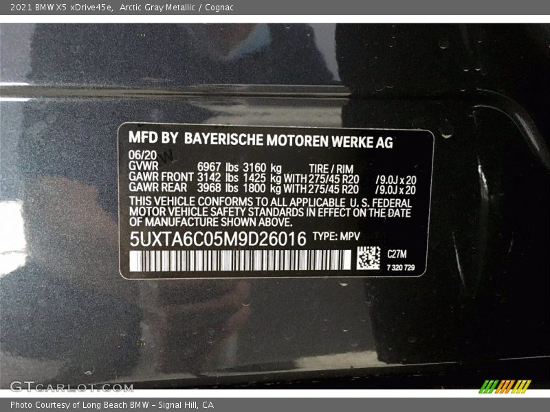 2021 X5 xDrive45e Arctic Gray Metallic Color Code C27