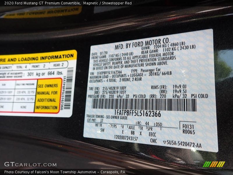 2020 Mustang GT Premium Convertible Magnetic Color Code J7