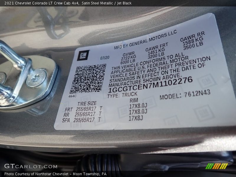 Satin Steel Metallic / Jet Black 2021 Chevrolet Colorado LT Crew Cab 4x4