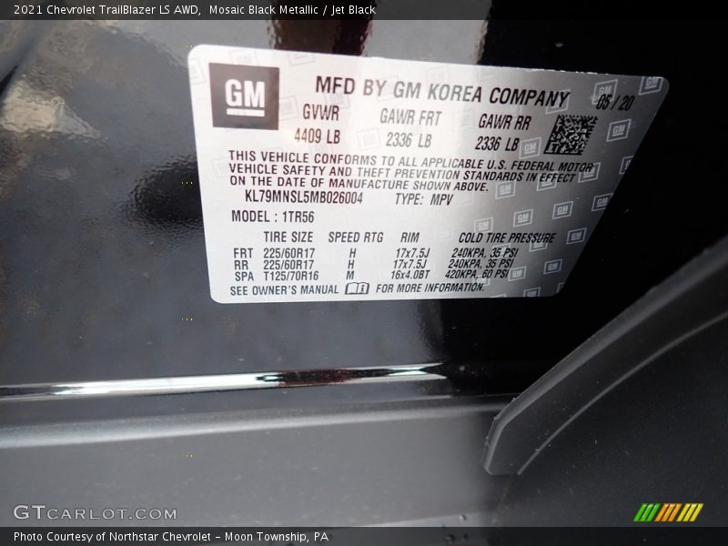 Mosaic Black Metallic / Jet Black 2021 Chevrolet TrailBlazer LS AWD