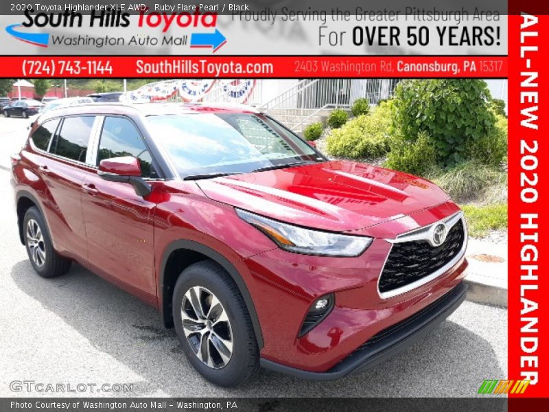 Ruby Flare Pearl / Black 2020 Toyota Highlander XLE AWD