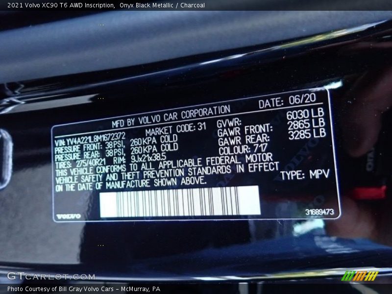 Onyx Black Metallic / Charcoal 2021 Volvo XC90 T6 AWD Inscription