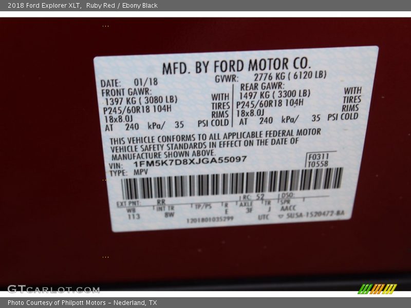 Ruby Red / Ebony Black 2018 Ford Explorer XLT