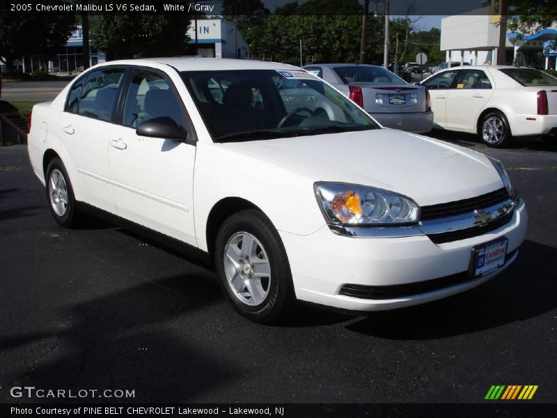 White / Gray 2005 Chevrolet Malibu LS V6 Sedan