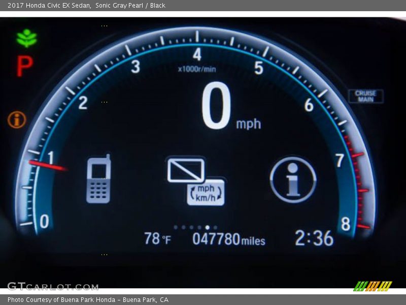Sonic Gray Pearl / Black 2017 Honda Civic EX Sedan