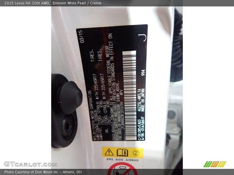 Eminent White Pearl / Creme 2015 Lexus NX 200t AWD