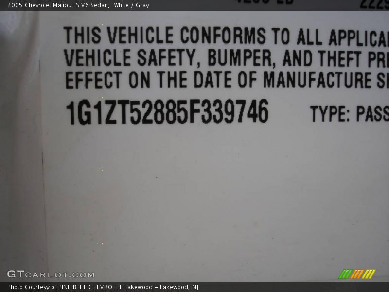 White / Gray 2005 Chevrolet Malibu LS V6 Sedan