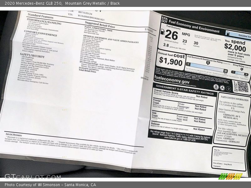 Mountain Grey Metallic / Black 2020 Mercedes-Benz GLB 250