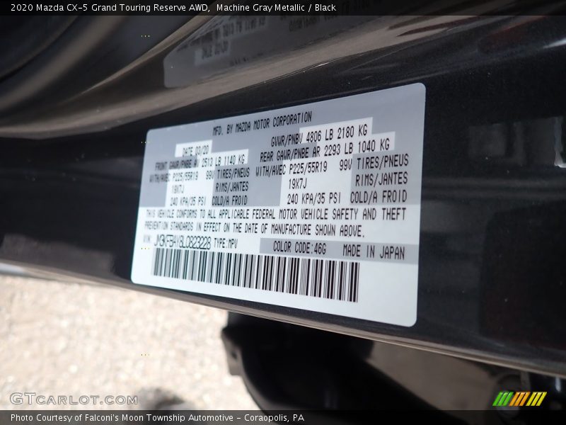 2020 CX-5 Grand Touring Reserve AWD Machine Gray Metallic Color Code 46G