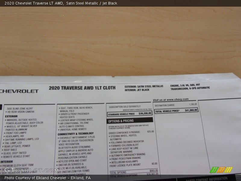  2020 Traverse LT AWD Window Sticker