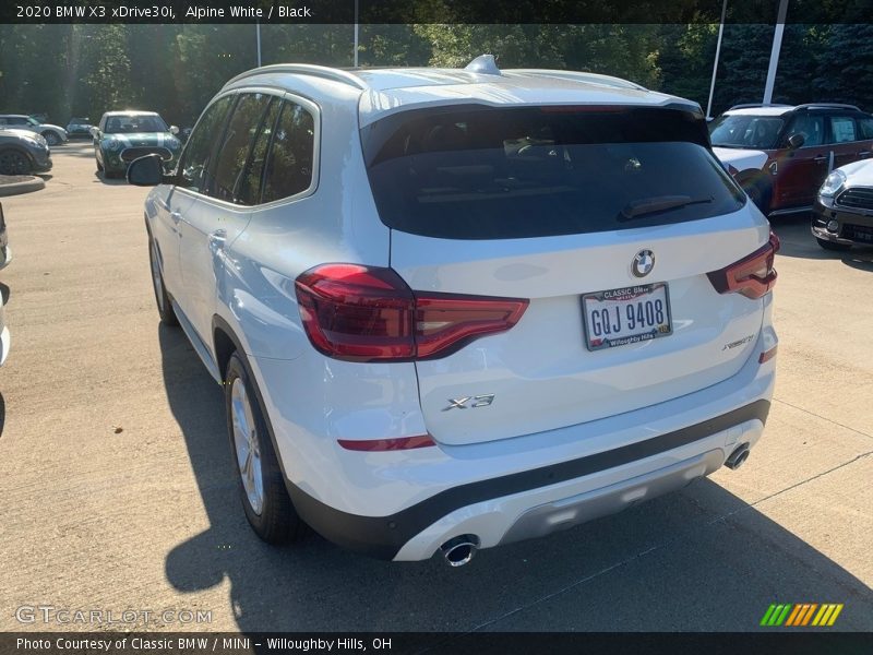 Alpine White / Black 2020 BMW X3 xDrive30i