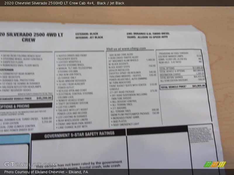 Black / Jet Black 2020 Chevrolet Silverado 2500HD LT Crew Cab 4x4