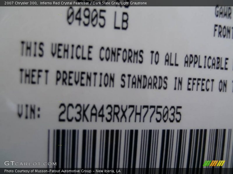 Inferno Red Crystal Pearlcoat / Dark Slate Gray/Light Graystone 2007 Chrysler 300