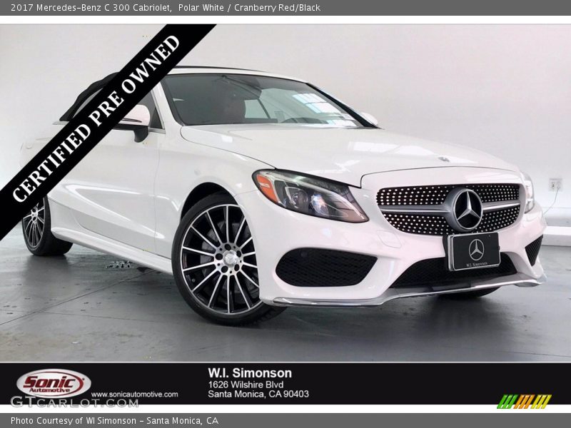 Polar White / Cranberry Red/Black 2017 Mercedes-Benz C 300 Cabriolet