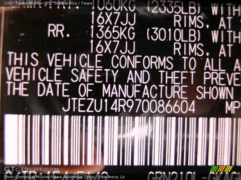 Shadow Mica / Taupe 2007 Toyota 4Runner SR5