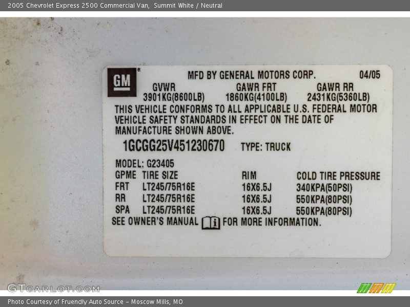 Summit White / Neutral 2005 Chevrolet Express 2500 Commercial Van