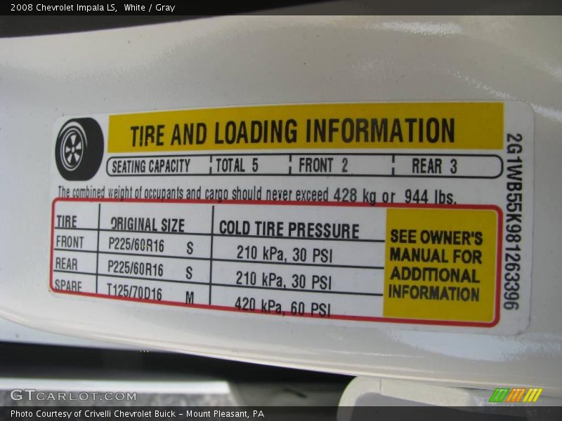 White / Gray 2008 Chevrolet Impala LS