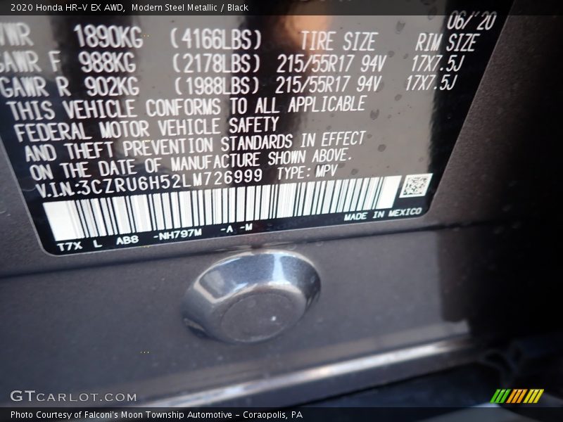 Modern Steel Metallic / Black 2020 Honda HR-V EX AWD