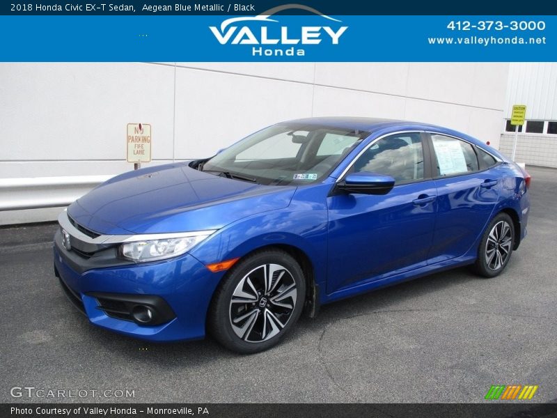 Aegean Blue Metallic / Black 2018 Honda Civic EX-T Sedan