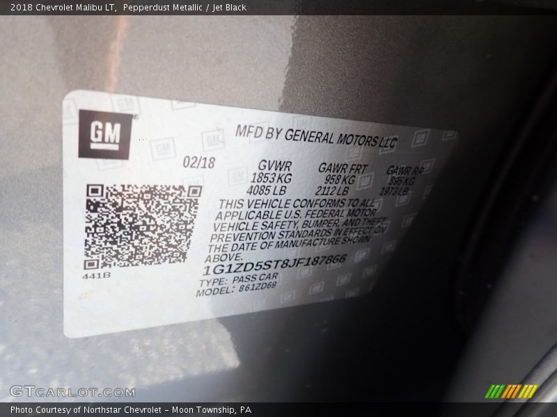 Pepperdust Metallic / Jet Black 2018 Chevrolet Malibu LT
