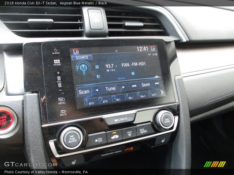 Aegean Blue Metallic / Black 2018 Honda Civic EX-T Sedan