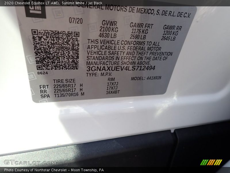 Summit White / Jet Black 2020 Chevrolet Equinox LT AWD