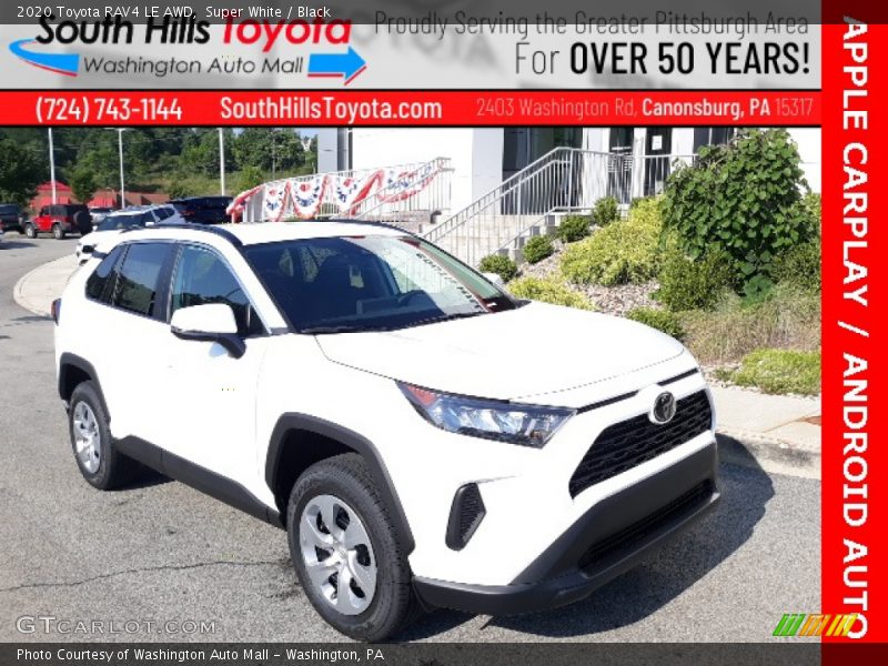 Super White / Black 2020 Toyota RAV4 LE AWD