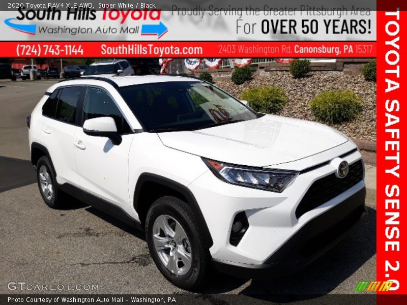 Super White / Black 2020 Toyota RAV4 XLE AWD