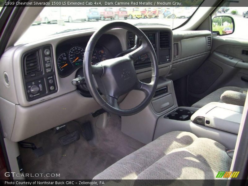 Dark Carmine Red Metallic / Medium Gray 1999 Chevrolet Silverado 1500 LS Extended Cab 4x4