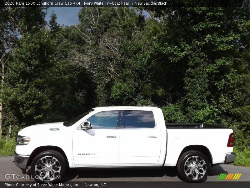 Ivory White Tri-Coat Pearl / New Saddle/Black 2020 Ram 1500 Longhorn Crew Cab 4x4