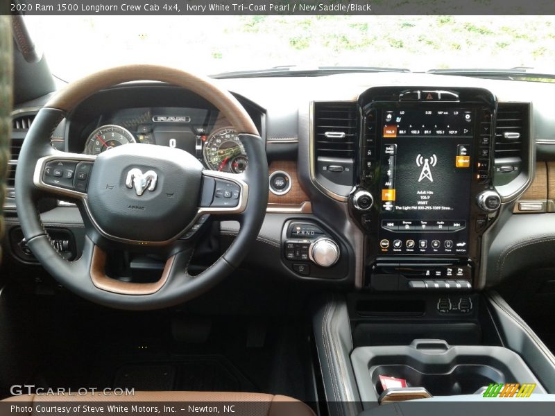Ivory White Tri-Coat Pearl / New Saddle/Black 2020 Ram 1500 Longhorn Crew Cab 4x4