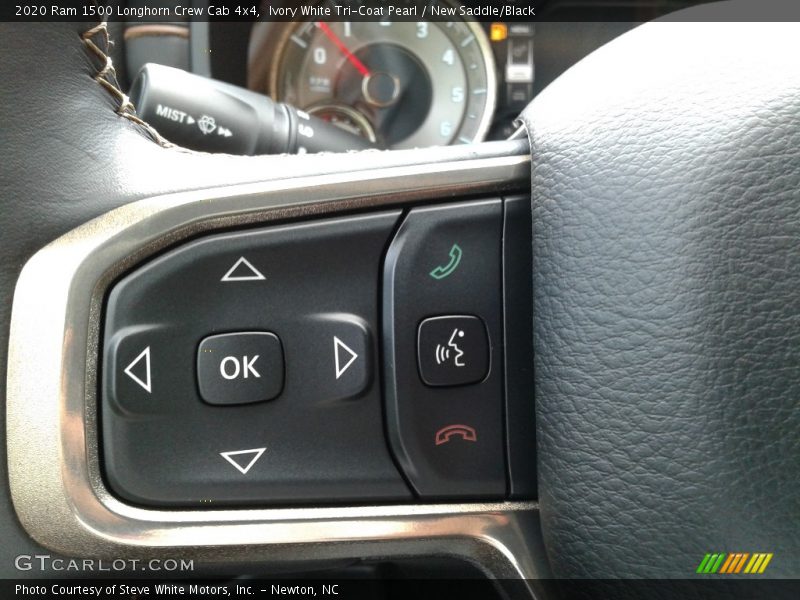 Ivory White Tri-Coat Pearl / New Saddle/Black 2020 Ram 1500 Longhorn Crew Cab 4x4