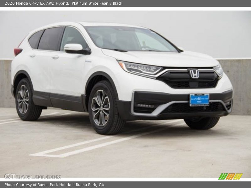 Platinum White Pearl / Black 2020 Honda CR-V EX AWD Hybrid
