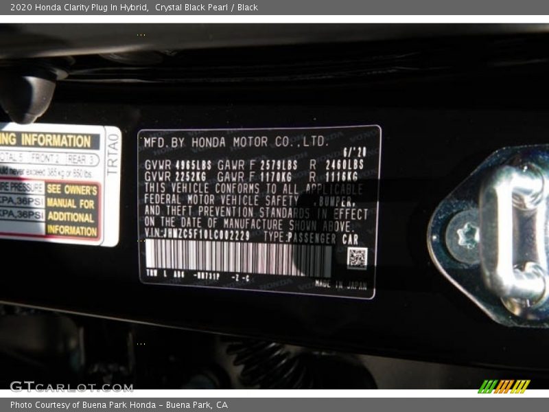 Crystal Black Pearl / Black 2020 Honda Clarity Plug In Hybrid