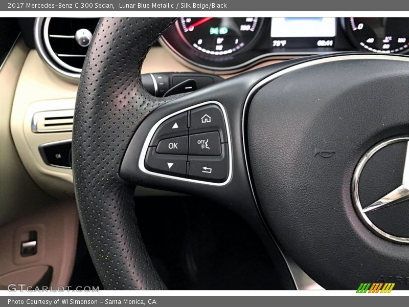 Lunar Blue Metallic / Silk Beige/Black 2017 Mercedes-Benz C 300 Sedan