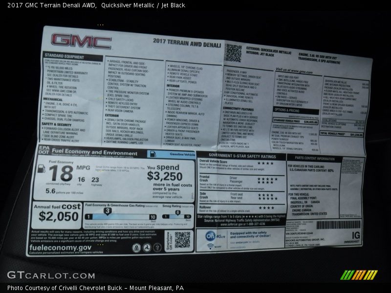 Quicksilver Metallic / Jet Black 2017 GMC Terrain Denali AWD