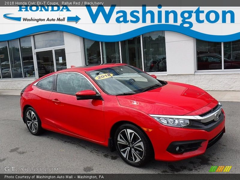 Rallye Red / Black/Ivory 2018 Honda Civic EX-T Coupe