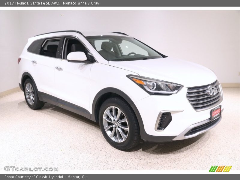 Monaco White / Gray 2017 Hyundai Santa Fe SE AWD