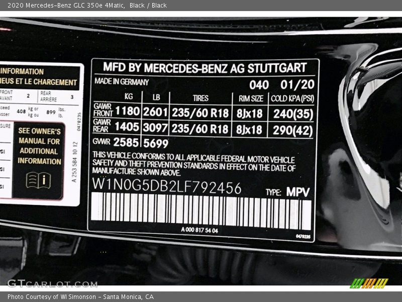 Black / Black 2020 Mercedes-Benz GLC 350e 4Matic