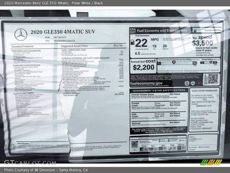 Polar White / Black 2020 Mercedes-Benz GLE 350 4Matic