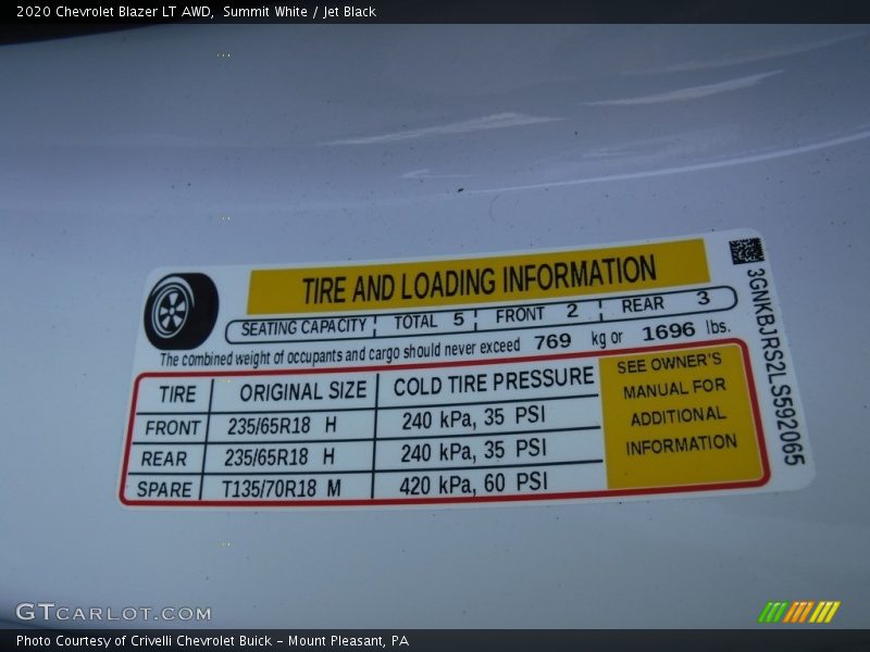 Summit White / Jet Black 2020 Chevrolet Blazer LT AWD
